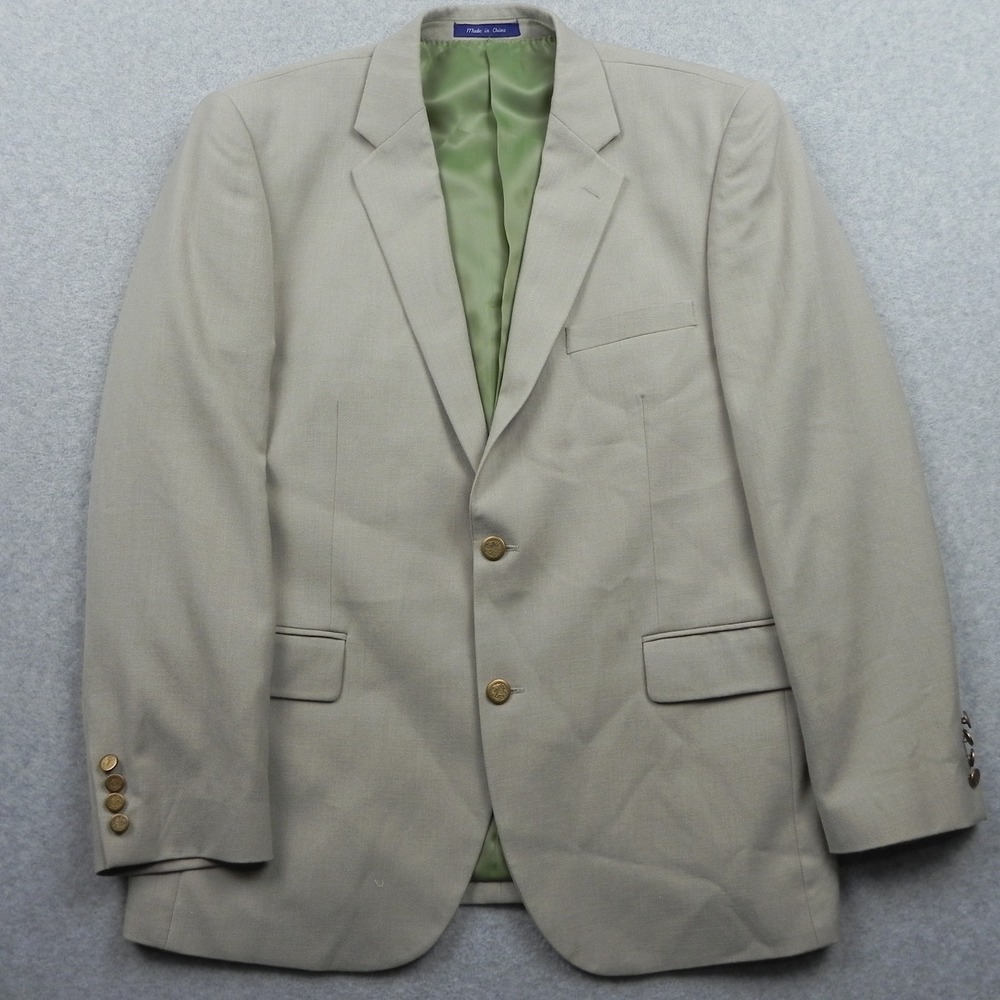 Alan Flusser Blazer Mens 42R Gold 2-Button Suit Jacket Sport Coat Business Beige